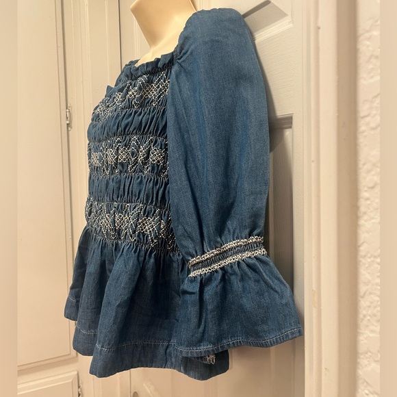 NWT Seventy + Mochi Sally 3/4
Sleeve Square Neck Top Blue Rodeo Vintage-Size 6 - Picture 8 of 12